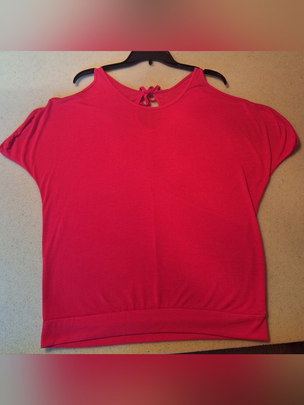 Women's Red Short-Sleeve Tie-Back Top Size Small